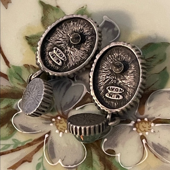 Vintage Avon Molded Blue Lucite & Faux Opal Drop Earrings (Pierced) - Picture 7 of 7